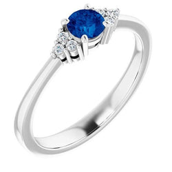 Diamanten Ring 1 Karaat Prong Setting Blauwe Saffier Vrouwen Sieraden