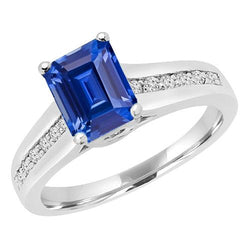 Diamanten Sieraden Emerald Ceylon Sapphire Ring & Accenten 2,50 Karaat