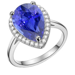 Diamanten Sieraden Halo Ceylon Saffier Ring 4 Karaat