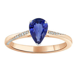 Diamanten Sieraden Ring Peervormige Ceylon Sapphire 2.50 Karaat