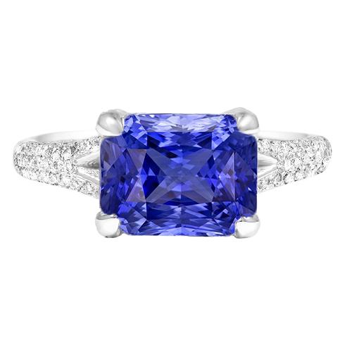Diamanten Sieraden Stralende Saffier Ring Pave Split Shank 4 Karaat - harrychadent.nl