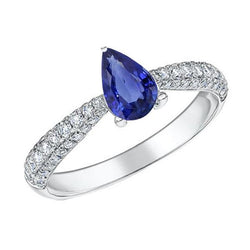 Diamanten Solitaire Ring Accenten Peer Ceylon Sapphire 2,50 karaat