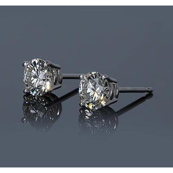 Diamanten Stud Earring 1.50 Karaat Prong Rond Wit Goud 14K