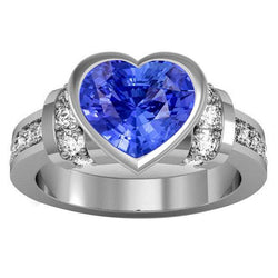 Diamanten Trouwring Bezel Set Lichtblauw Saffier 4 Karaats Goud 14K