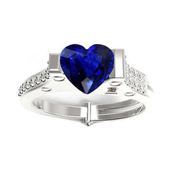 Diamanten Verlovingsring Hart Bar Set Blauwe Saffier 2,50 Karaat