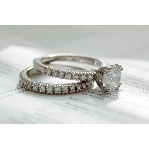 Diamanten aangepaste sieraden verlovingsring en Eternity Band Set