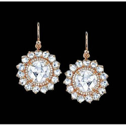 Diamanten bengelen oorbellen paar geel goud 2,50 karaat diamanten oorbel