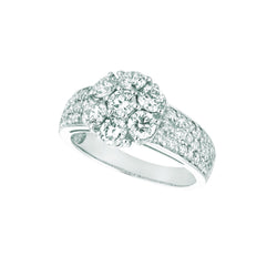 Diamanten bloem fancy Ring 2 karaat 14K witgoud met accenten