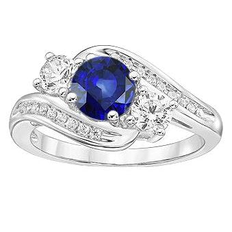 Diamanten bruiloft sieraden 2 karaat ronde Ceylon saffier ring