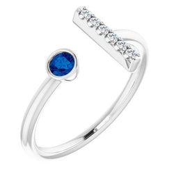 Diamanten edelsteen ring 0,48 karaat Ceylon blauwe saffier