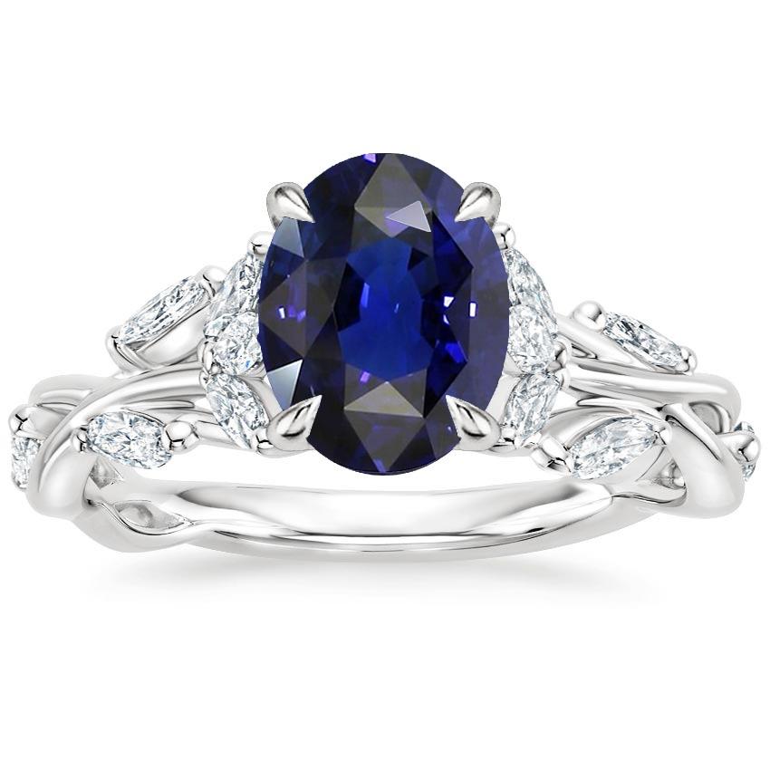 Diamanten edelsteen ring blad stijl ovaal geslepen blauwe saffier 5 karaat - harrychadent.nl