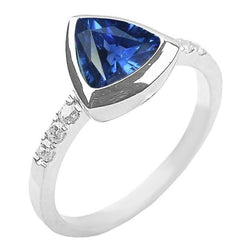 Diamanten edelsteen sieraden 2 karaat biljoen bezel set blauwe saffier ring