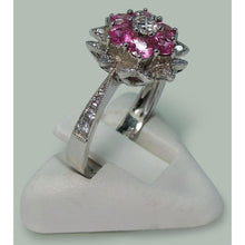 Afbeelding in Gallery-weergave laden, Diamanten en roze saffieren 1,15 ct. Bloem Stijl Ring Wit Goud 18K - harrychadent.nl
