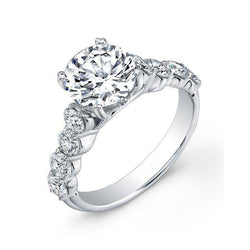 Echte Natuurlijke uit de a aarde gewonnen Diamant geaccentueerde Verlovingsring 4.10 Karaat Witgoud 14K