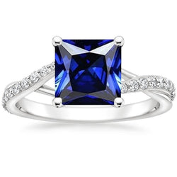 Diamanten gouden sieraden prinses blauwe saffier ring met accenten 6 karaat
