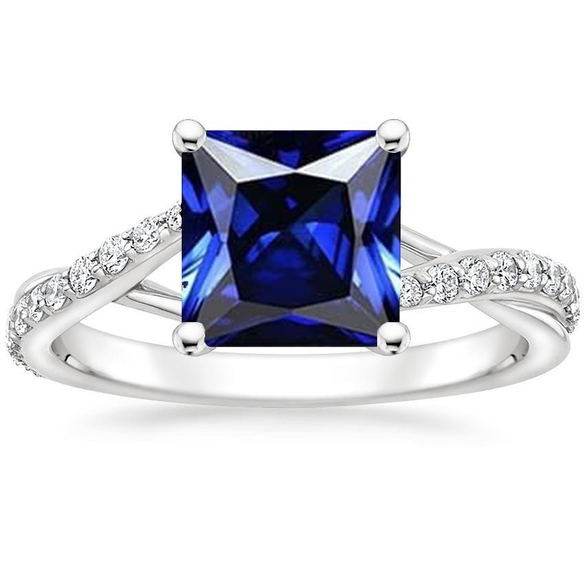 Diamanten gouden sieraden prinses blauwe saffier ring met accenten 6 karaat - harrychadent.nl