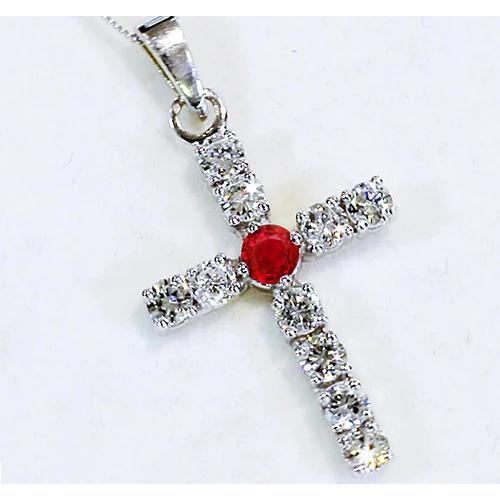 Diamanten hanger Robijn 3,25 karaat kruis wit goud 2,5 inch - harrychadent.nl