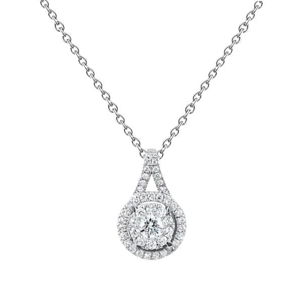 Diamanten hanger ketting met ketting Prong Setting 2.0 karaat WG 14K - harrychadent.nl