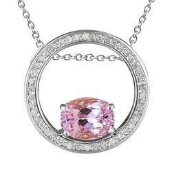 Diamanten hanger roze Kunziet edelsteen 10,70 karaat 14K witgoud