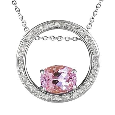 Diamanten hanger roze Kunziet edelsteen 10,70 karaat 14K witgoud - harrychadent.nl
