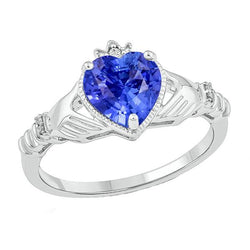Diamanten hart lichtblauwe saffier ring 2 karaat dames sieraden