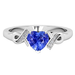 Diamanten hartvormige Srilanka Sapphire Ring 1,75 karaat lintstijl