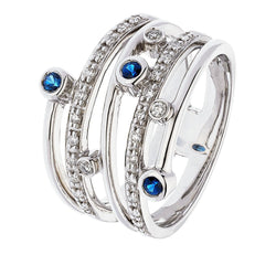 Diamanten jubileum band bezel set ronde blauwe Ceylon saffieren 1 karaat