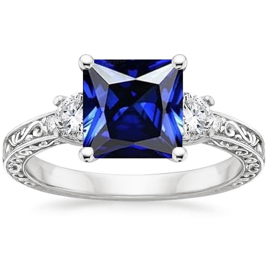 Diamanten jubileumring Vintage stijl Ceylon blauwe saffier 5,25 karaat - harrychadent.nl