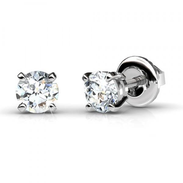 Diamanten oorknopjes 1 kt witgouden damessieraden - harrychadent.nl