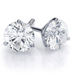 Natuurlijke uit de aarde gewonnen diamanten stud oorbellen 6 ct. Grote ronde massief 14K Witgoud Prong Gezet