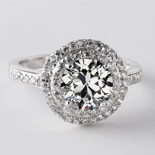 Diamanten oude mijn geslepen dubbele halo ring met accenten 4,50 karaat - harrychadent.nl