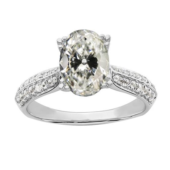 Diamanten ovale oude mijnwerker verlovingsring witgouden sieraden 5,75 karaat - harrychadent.nl