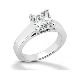 Diamanten prinses geslepen solitaire ring 1,51 ct. Witgouden 18K sieraden