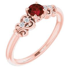 Diamanten ring 1.10 karaat Birma Ruby antieke stijl Rose goud 14K