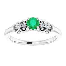 Afbeelding in Gallery-weergave laden, Diamanten ring 1.10 karaat groene smaragd vintage stijl sieraden - harrychadent.nl
