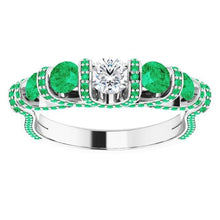 Afbeelding in Gallery-weergave laden, Diamanten ring 1.70 karaat Colombiaanse smaragd geaccentueerde vrouwen sieraden - harrychadent.nl

