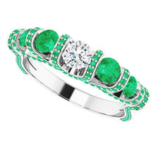 Afbeelding in Gallery-weergave laden, Diamanten ring 1.70 karaat Colombiaanse smaragd geaccentueerde vrouwen sieraden - harrychadent.nl
