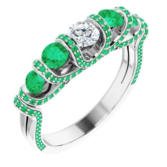 Diamanten ring 1.70 karaat Colombiaanse smaragd geaccentueerde vrouwen sieraden - harrychadent.nl