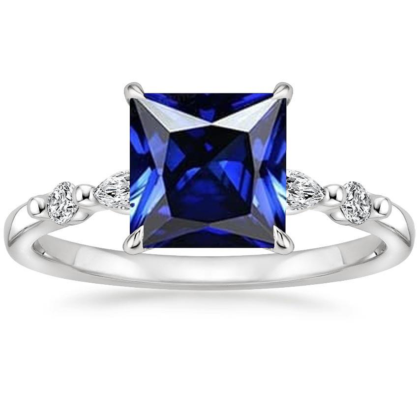 Diamanten ring 5 stenen prinses blauwe saffier met accenten 5,25 karaat - harrychadent.nl