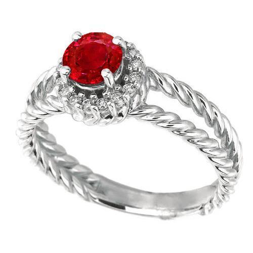 Diamanten ring Robijn en diamanten 2 karaat witgoud 14K sieraden - harrychadent.nl