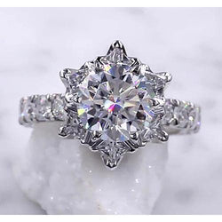 Diamanten ring Starburst 3 karaat dames 14K witgouden sieraden