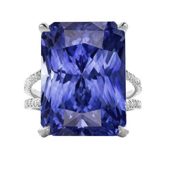 IGI GECERTIFICEERDE Diamanten Ring met Grote Saffier Edelsteen Sieraden 7.50 Karaat Gespleten Schacht