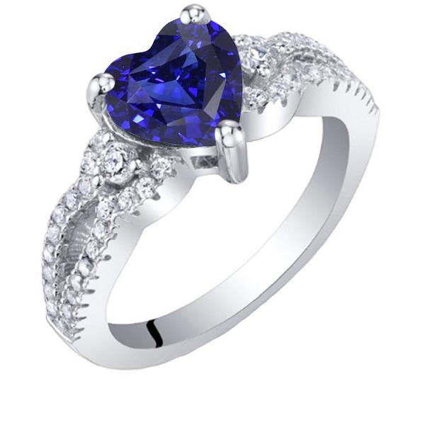 Diamanten ring hart Sri Lankaanse saffier 3,50 karaat gedraaide schacht - harrychadent.nl