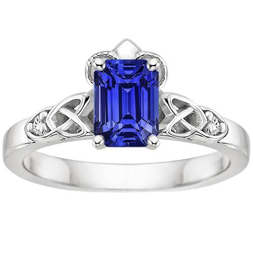 Diamanten ring met 3 stenen smaragd blauwe saffier vintage stijl 3,25 karaat - harrychadent.nl
