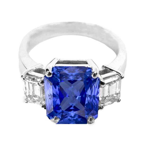 Diamanten ring met 3 stenen stralende saffier en smaragd in de vorm van 3,50 karaat - harrychadent.nl