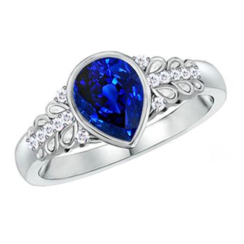 Diamanten ring nieuwe bezel set peer blauwe saffier met accenten 4,25 karaat - harrychadent.nl