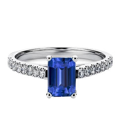 Diamanten ring smaragd blauwe saffier edelsteen met accenten 2,50 karaat