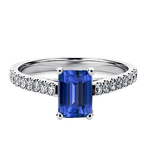 Diamanten ring smaragd blauwe saffier edelsteen met accenten 2,50 karaat - harrychadent.nl