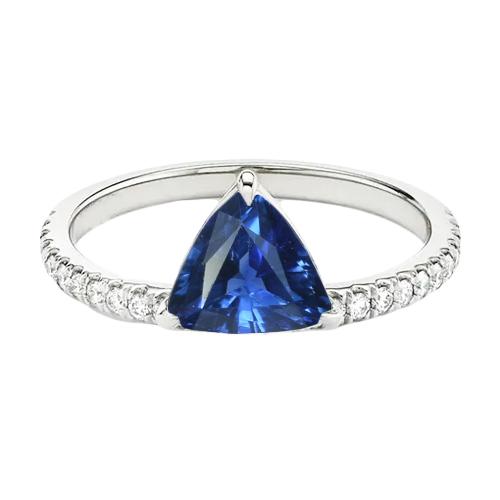 Diamanten ring voor dames 2 karaat blauwe saffier biljoen geslepen witgoud - harrychadent.nl