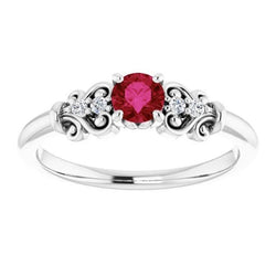 Diamanten ronde Ruby Fancy Ring 1.40 karaat witgoud 14K